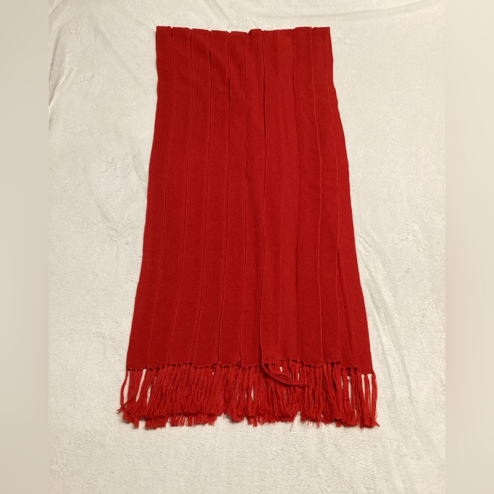 100% Baby Alpaca Elegant Red Fringed Scarf